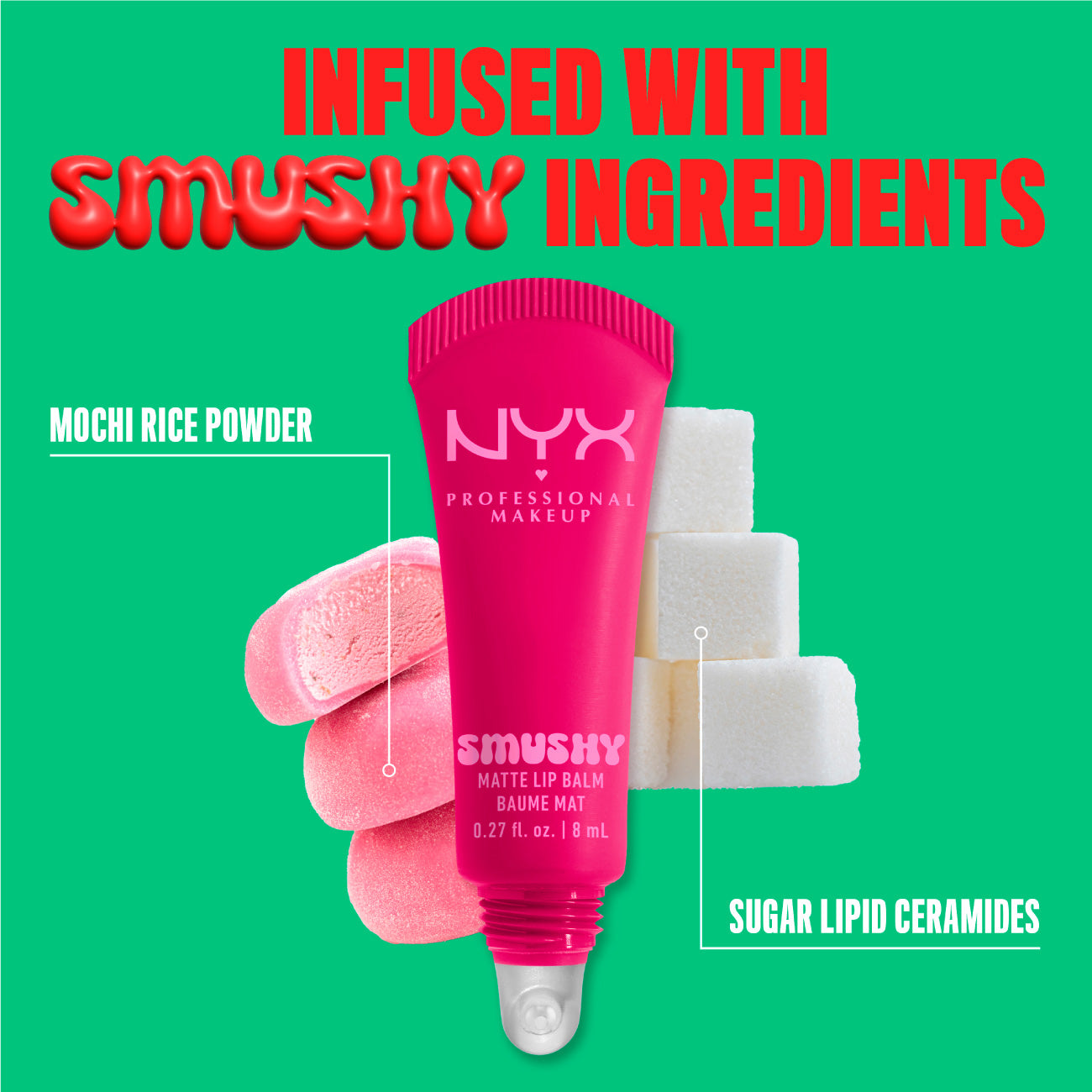 Smushy Matte Lip Balm, Soft Diffused Color, Matte Finish