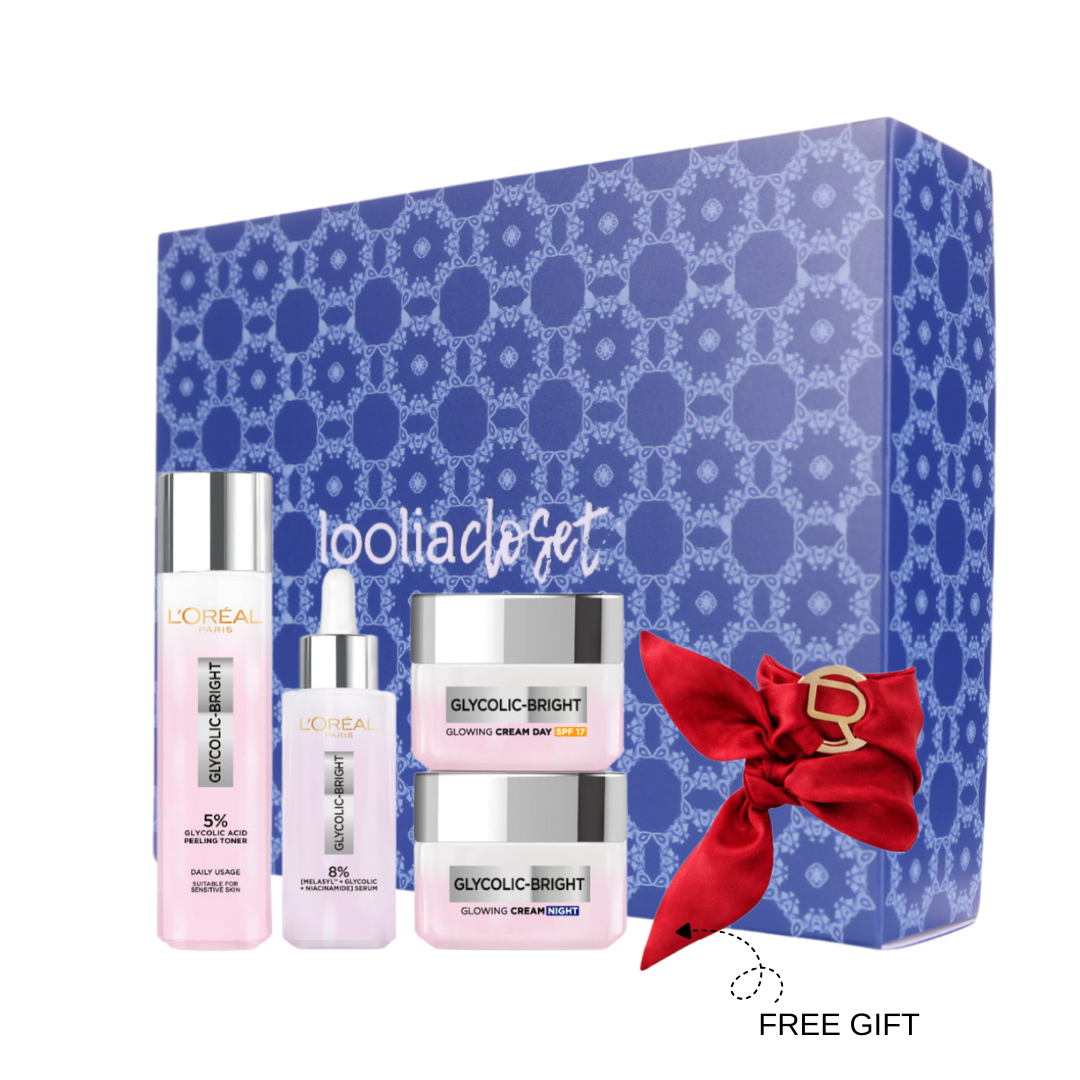 Glycolic Bright Instant Face Serum + Day Cream + Night Cream + Toner + FREE Satin Bracelet At 30% OFF