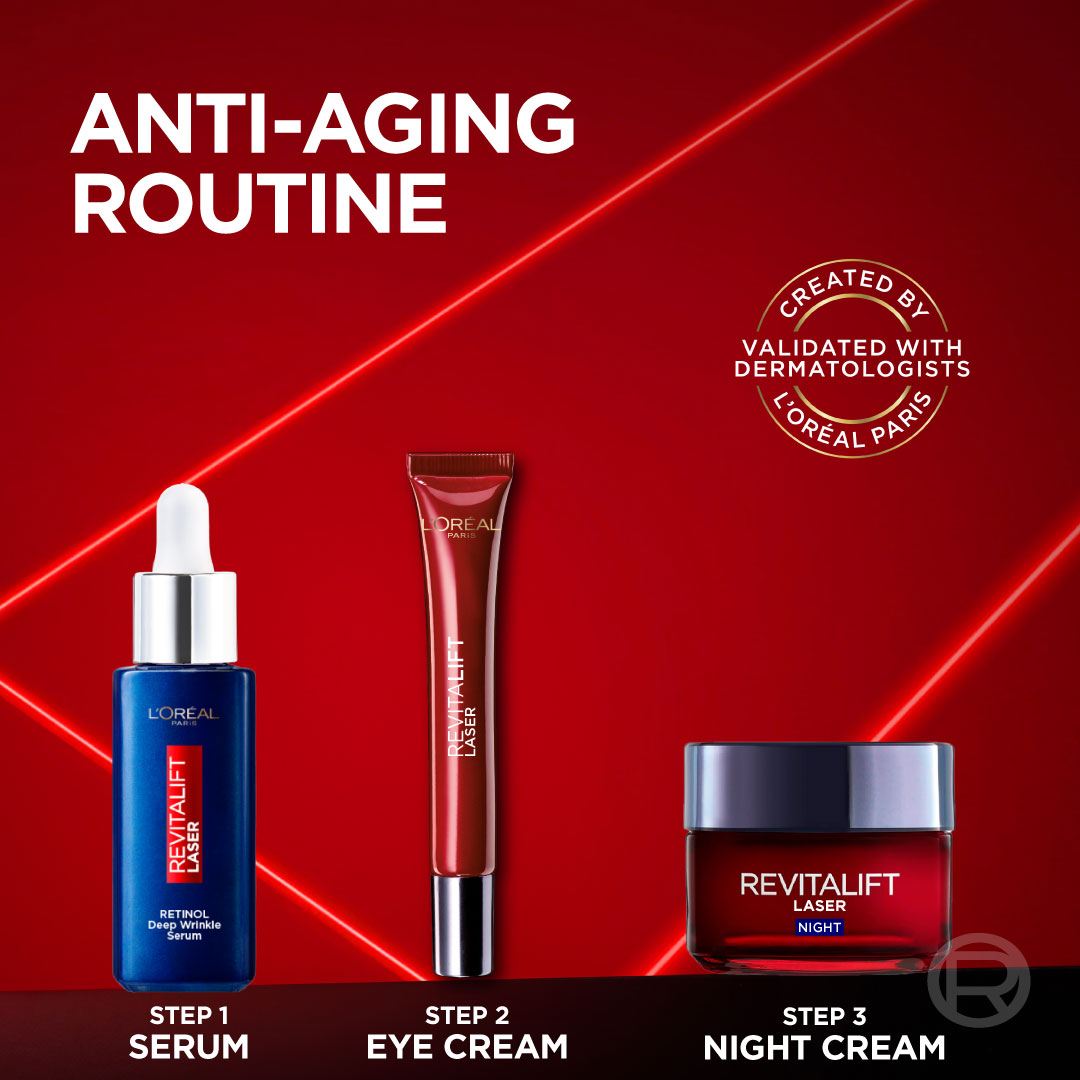 Revitalift Laser x3 Anti-Aging Moisturizing Night Cream, against Wrinkles and Signs of Aging, with Pro-Retinol, 50ml