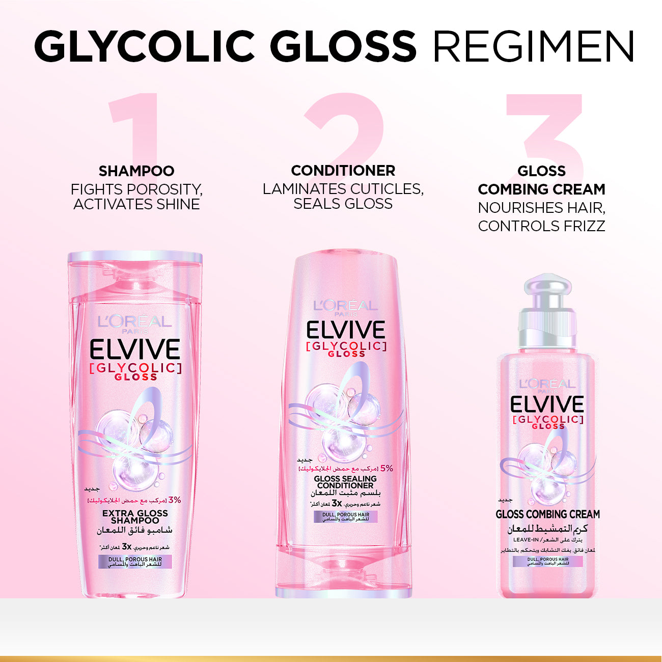 Elvive Glycolic Gloss Shampoo home glossing treatment 3% [Gloss Complex] with Glycolic Acid