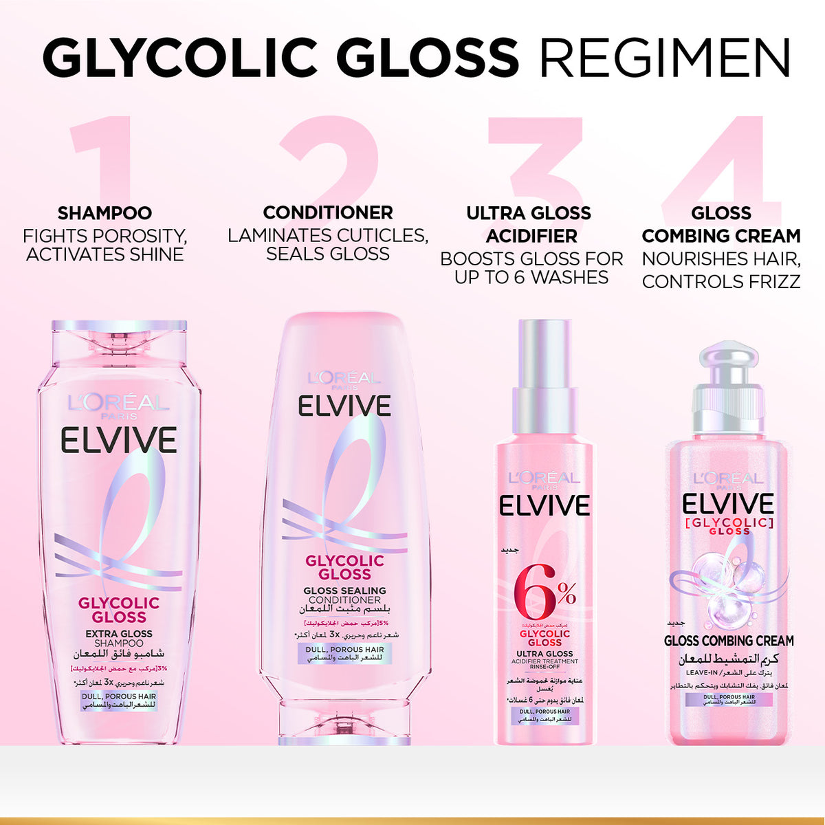 Elvive Glycolic Gloss Shampoo home glossing treatment 3% [Gloss Complex] with Glycolic Acid