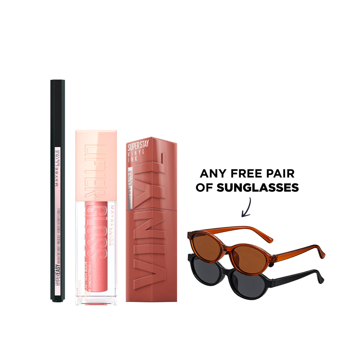 Hyper Easy + Lifter Gloss + Vinyl Ink Lipstick + FREE Pair Of Sunglasses At 25% OFF