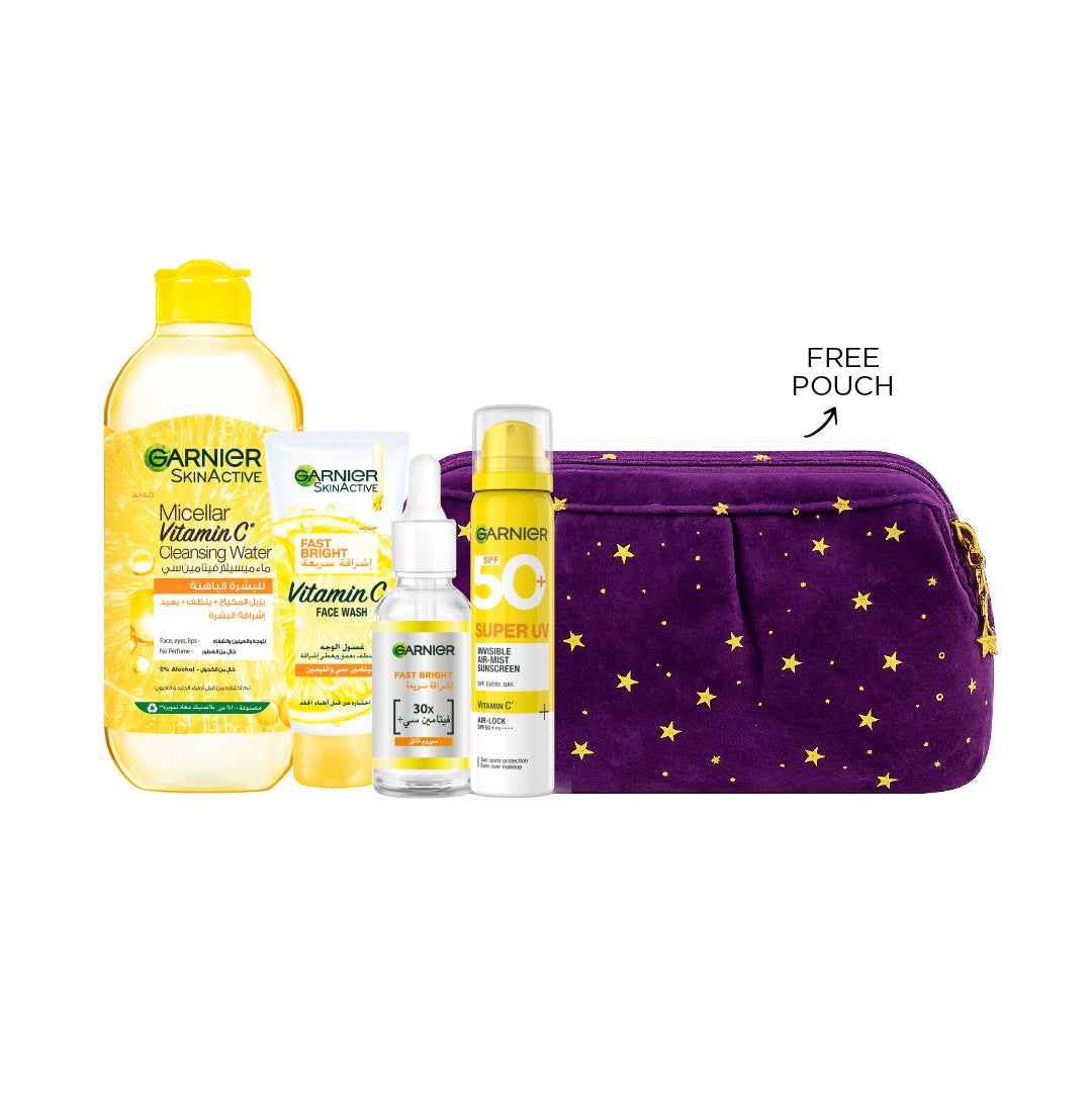 Fast Bright Micellar 400 ML + Tube Wash 100 ML + Day Serum 30 ML + Super UV Mist 75 ML + FREE Purple Ramadan Pouch At  25% OFF