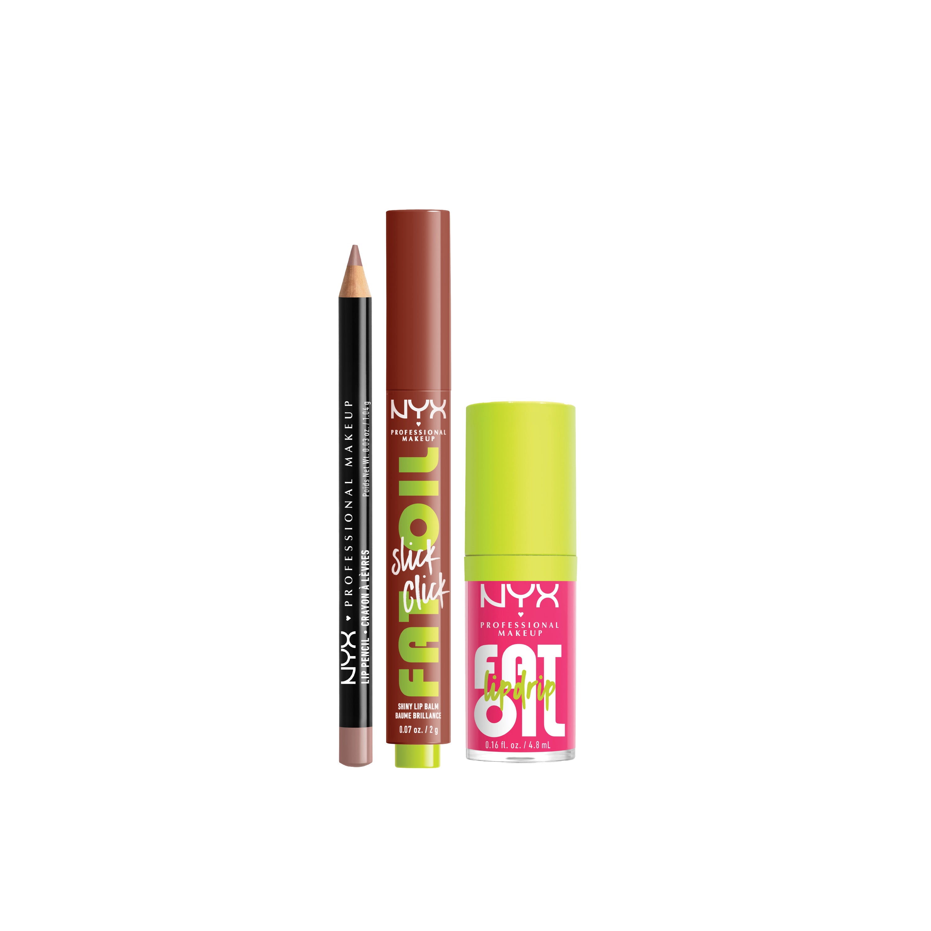 Slim Liner Pencil + Fat Oil Lip Balm + Fat Oil Lip Drip Gloss At 25% OFF