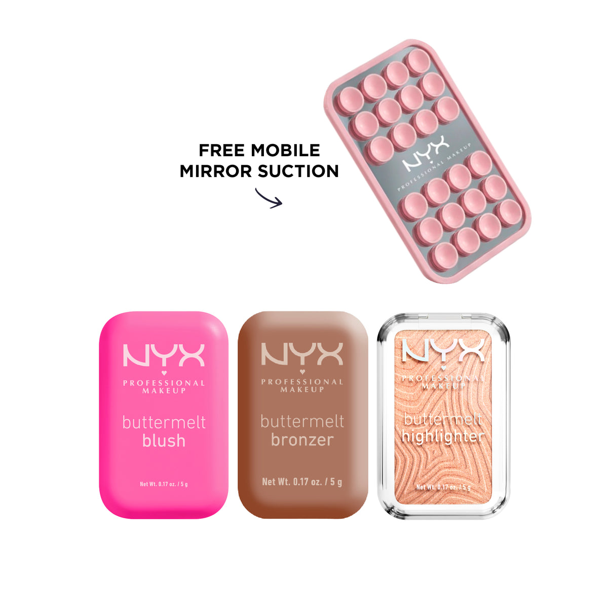 Buttermelt Blush + Buttermelt Bronzer + Buttermelt Highlighter + FREE Mirror Suction At 20% OFF