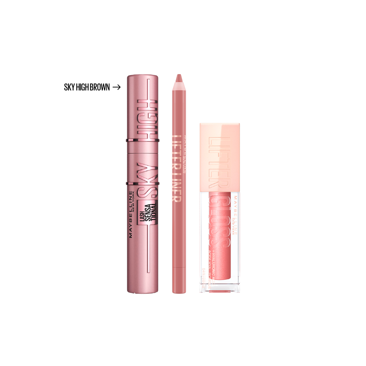 Sky High Mascara Brown + Lifter Liner Lip Pencil + Lifter Gloss At 20% OFF
