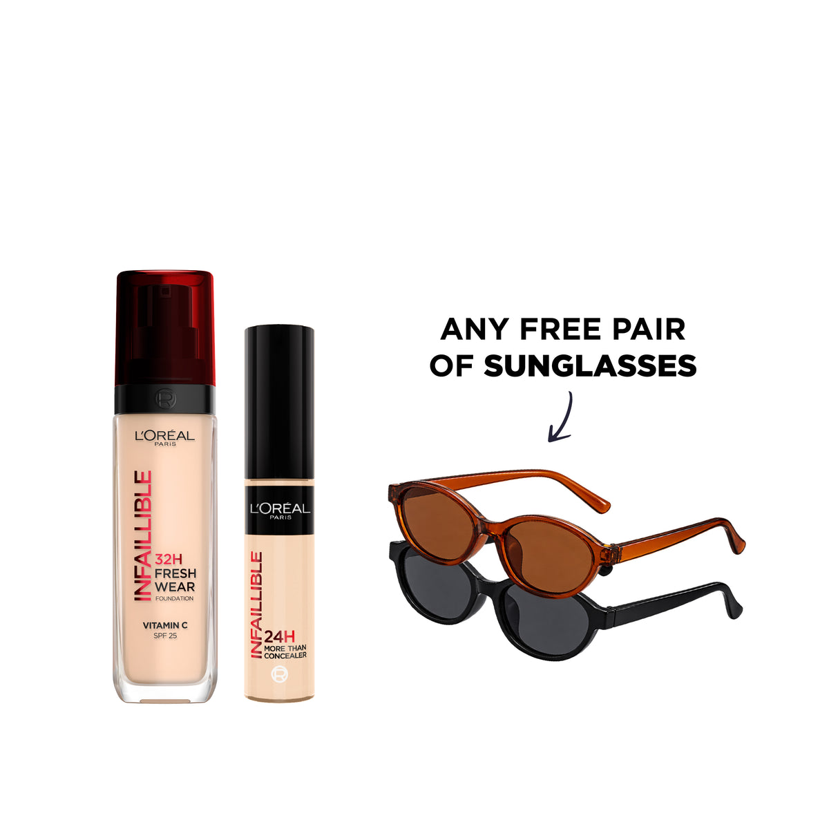 Infaillible Liquid Foundation + Waterproof Concealer + FREE Pair Of Sunglasses At 20% OFF