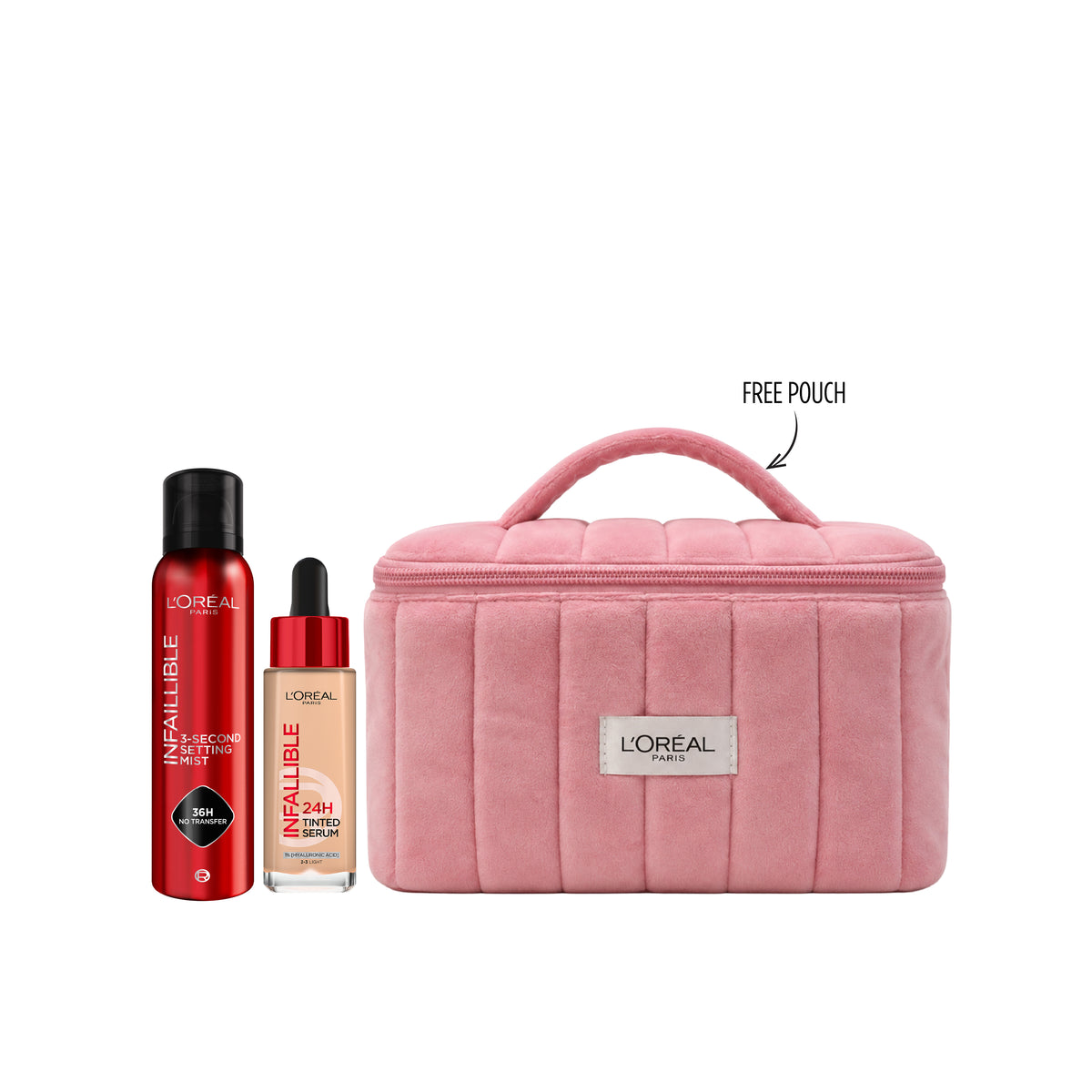 Infaillible Setting Mist Spray 75ml + Tinted Serum + FREE Pouch At 25% OFF