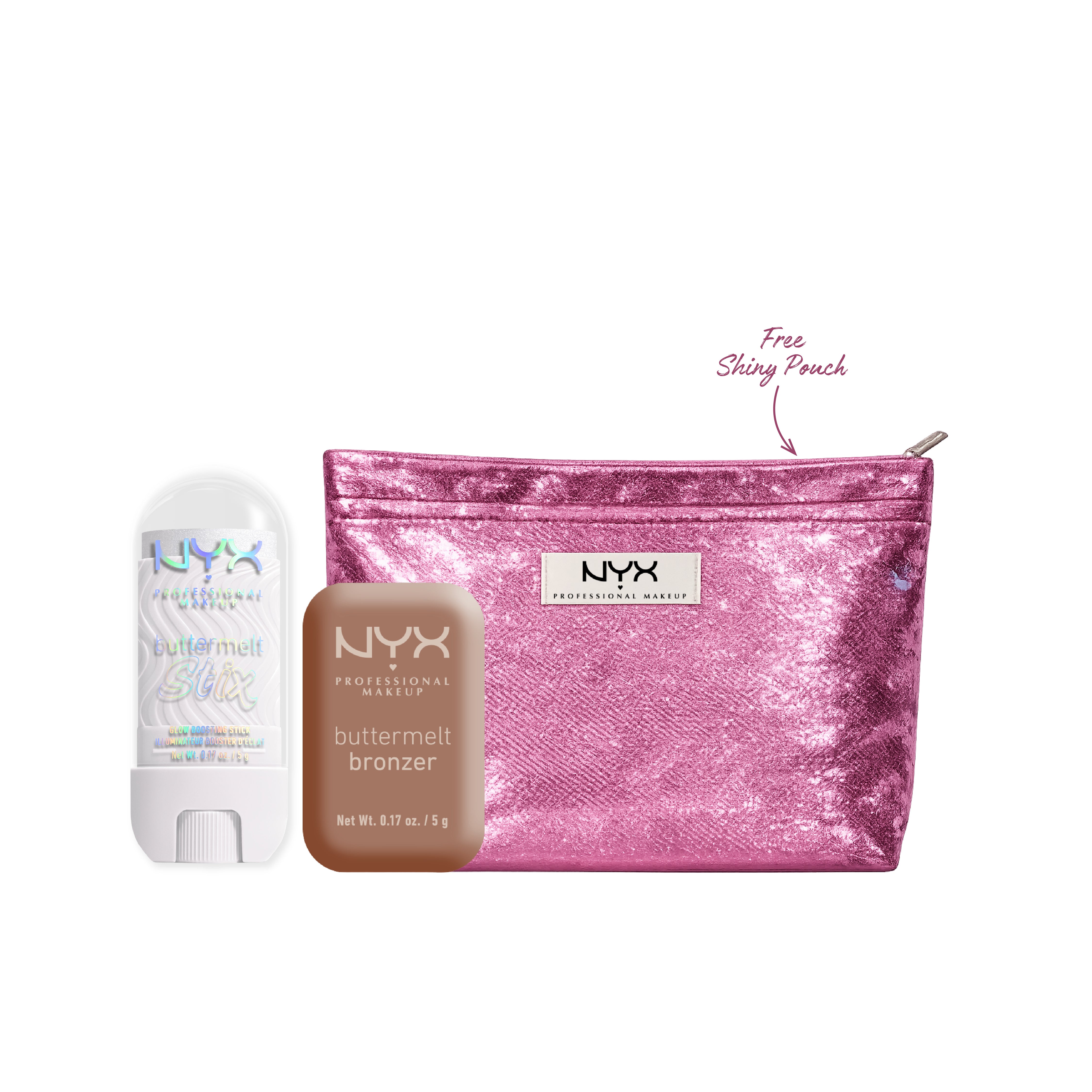 Buttermelt Glow Boosting Highlighter Stix + Powder Bronzer + FREE Shiny Pouch