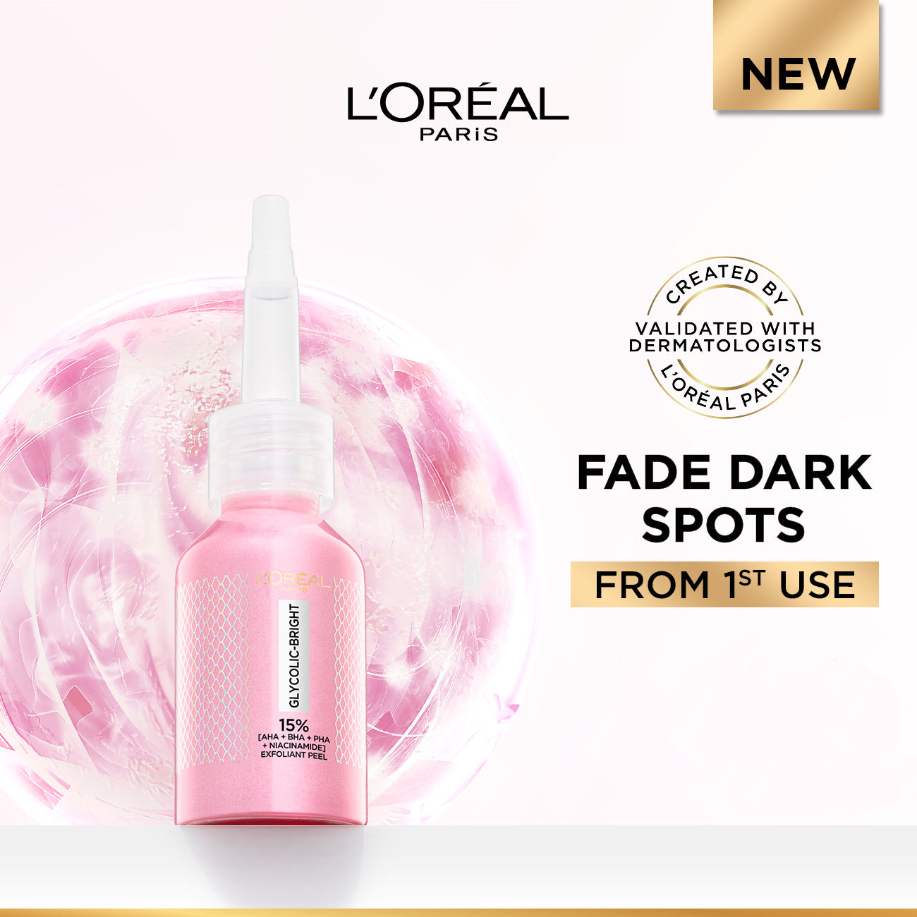 Glycolic-Bright Anti-Dark Spot Exfoliant Peel 15% AHA + BHA + PHA + Niacinamide 25ml.