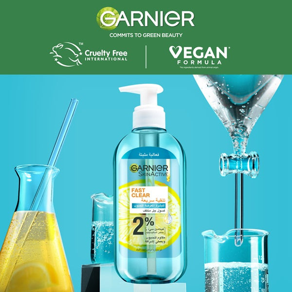 Garnier - Fast Clear [2%] Salicylic Acid & Vitamin C - Anti-Acne Gel Wash (200ml)