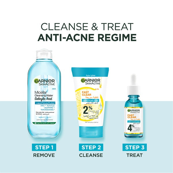 Garnier - Fast Clear 4% Salicylic Acid, Vitamin C, Niacinamide, AHA - Anti-Acne Treatment Booster Serum