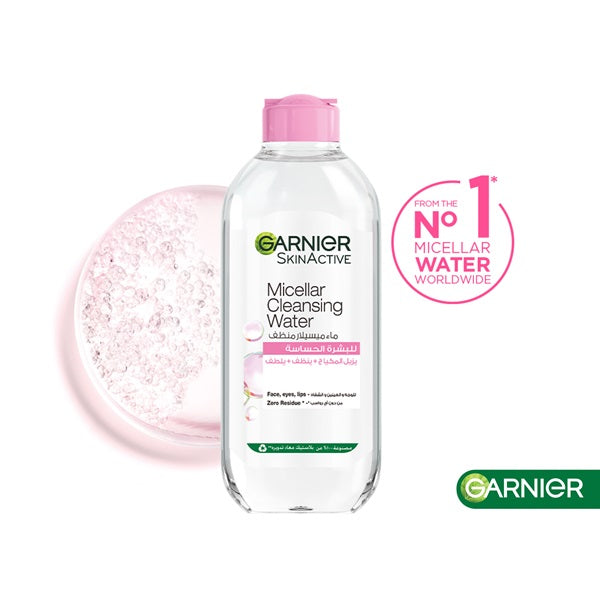 Garnier - Micellar Water Facial Cleanser and Makeup Remover Pink for Sensitive Skin (3 sizes)