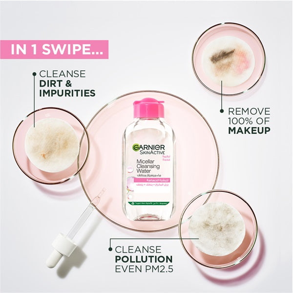 Garnier - Micellar Water Facial Cleanser and Makeup Remover Pink for Sensitive Skin (3 sizes)
