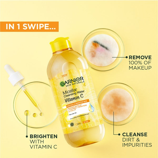 Garnier - Vitamin C Micellar Water Facial Brightening Cleanser and Makeup Remover (2 sizes)