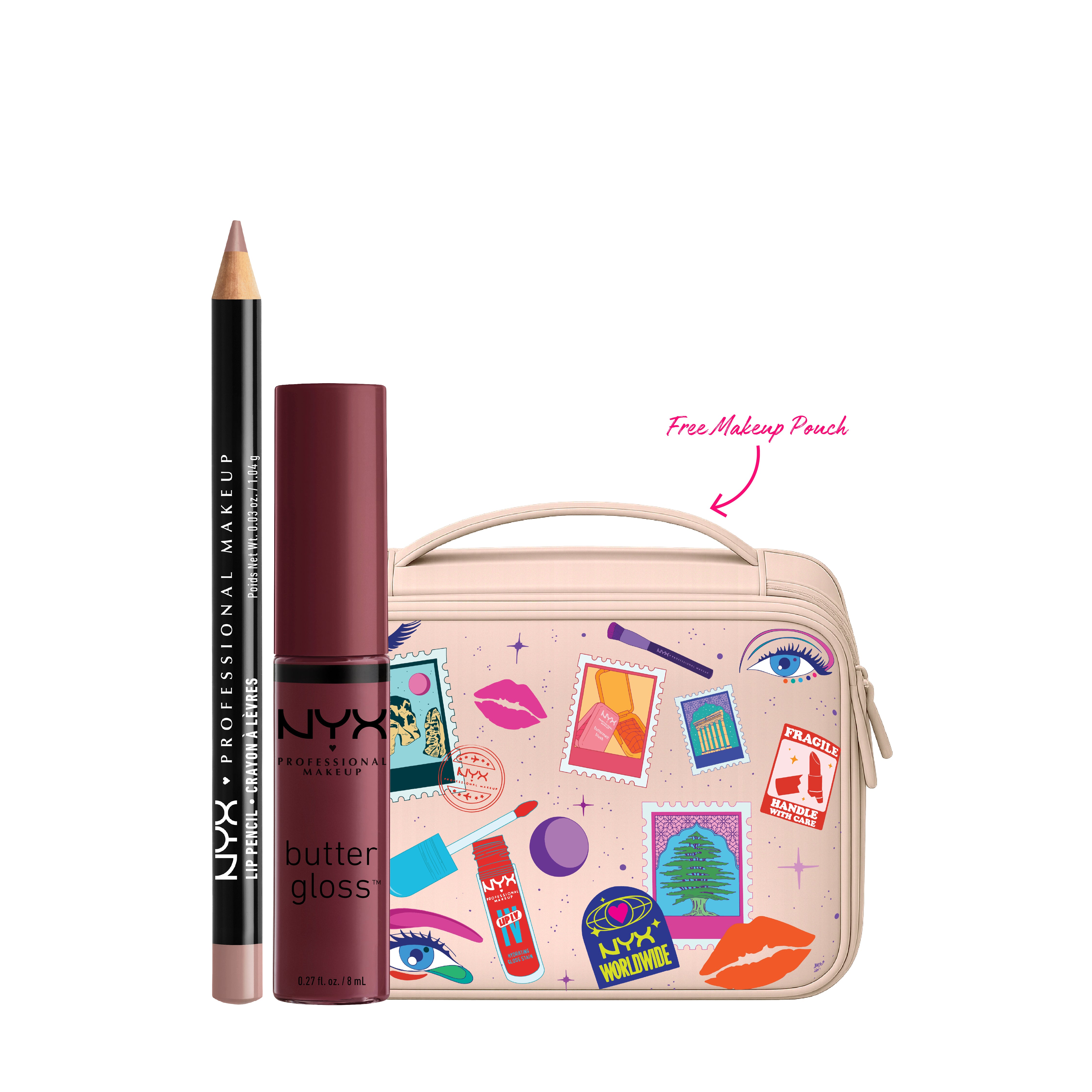 Slim Lip Liner Pencil + Butter Gloss Lip Gloss + FREE Makeup Pouch