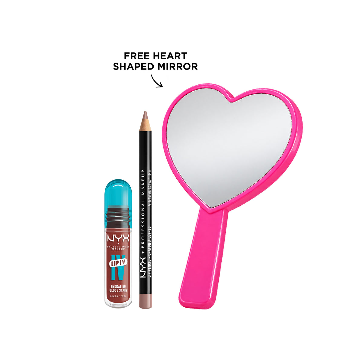 Lip IV Lip Gloss + Lip Liner Pencil + FREE Heart Shaped Mirror At 25% OFF