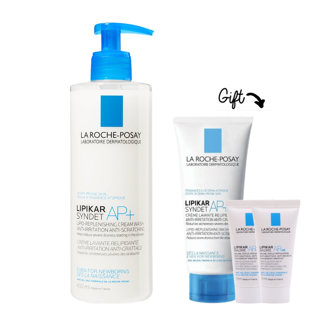 Lipikar Syndet AP+ Body Wash 400 ML + FREE 2x Lipikar Balm 15 ML + Lipikar Syndet 100 ML