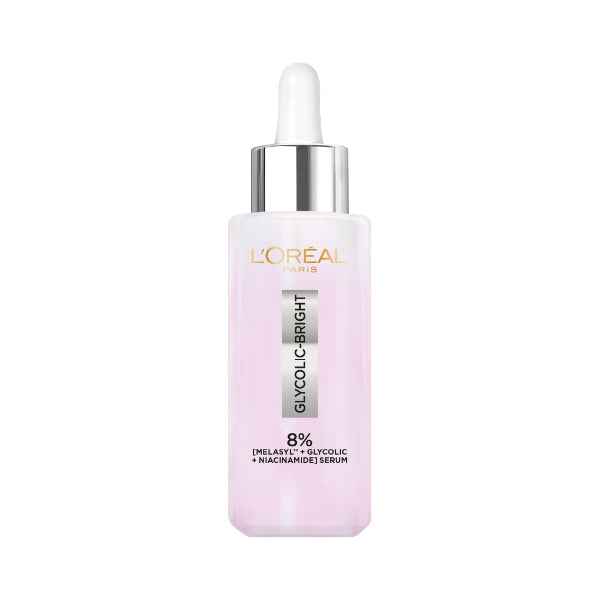 L'Oréal Paris Glycolic Bright Serum with 8% [Melasyl ™ + Glycolic Acid + Niacinamide] face serum for Dark Spots & Brightening 30ml