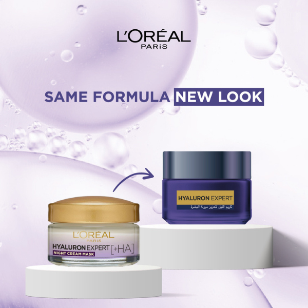 L'Oreal Paris - Hyaluron Expert Moisturiser and Plumping Anti-Aging Night Cream with Hyaluronic Acid