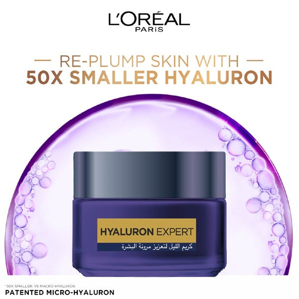 L'Oreal Paris - Hyaluron Expert Moisturiser and Plumping Anti-Aging Night Cream with Hyaluronic Acid