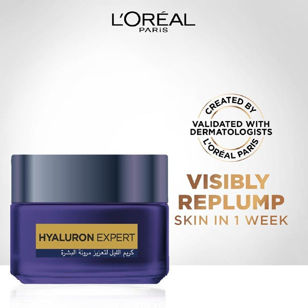 L'Oreal Paris - Hyaluron Expert Moisturiser and Plumping Anti-Aging Night Cream with Hyaluronic Acid