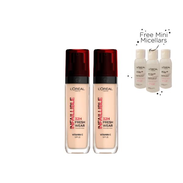 2x Infaillible Liquid Foundation + FREE Micellar Water At 20% OFF