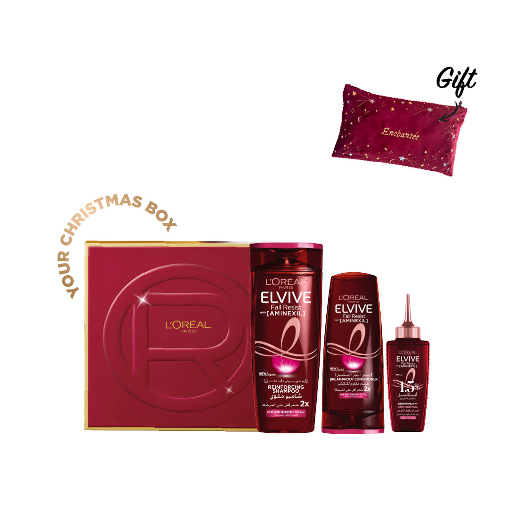 Elvive Fall Resist Anti Hair-Fall Shampoo + Conditioner + Serum + FREE Pouch  + FREE Christmas Box At 10% OFF