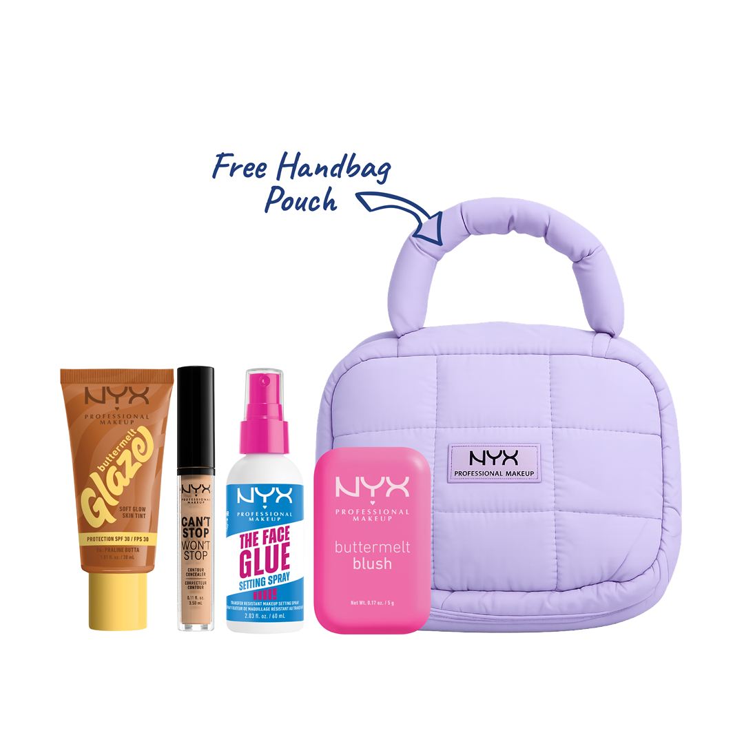 NYX skin tint blush concealer and setting spray bundle with free pouch