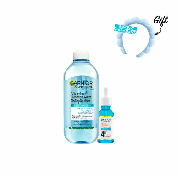 Garnier Fast Clear Serum 30 ML + Fast Clear Micellar Water 400 ML + FREE Headband At 15% OFF | Loolia Closet