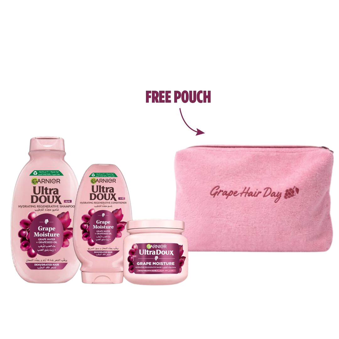 Garnier Grape Moisture Hair Care Bundle + Free Pouch