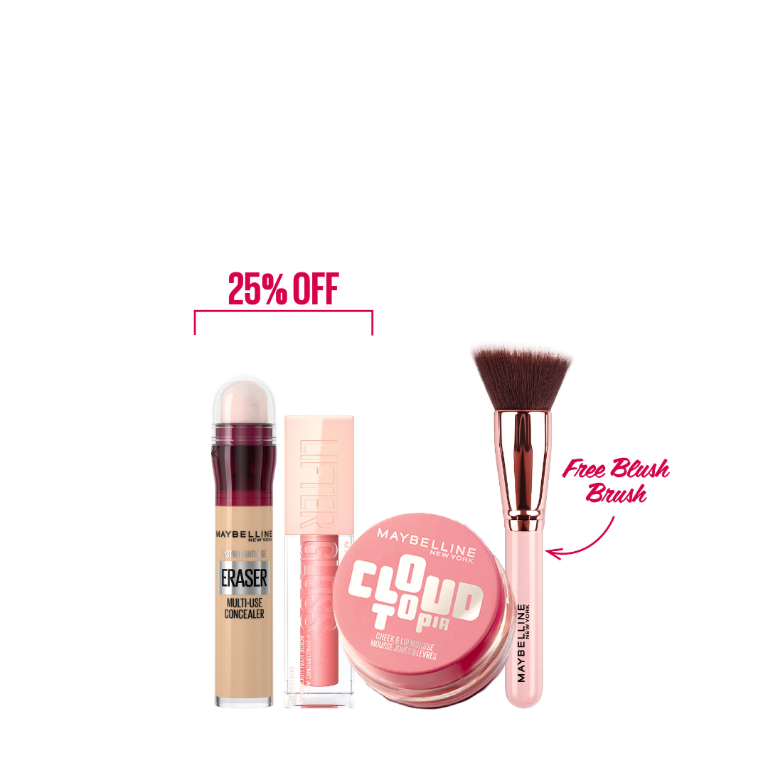 Instant Age Concealer + Lifter Lip Gloss + Cloudtopia Blush + FREE Brush At 15% OFF