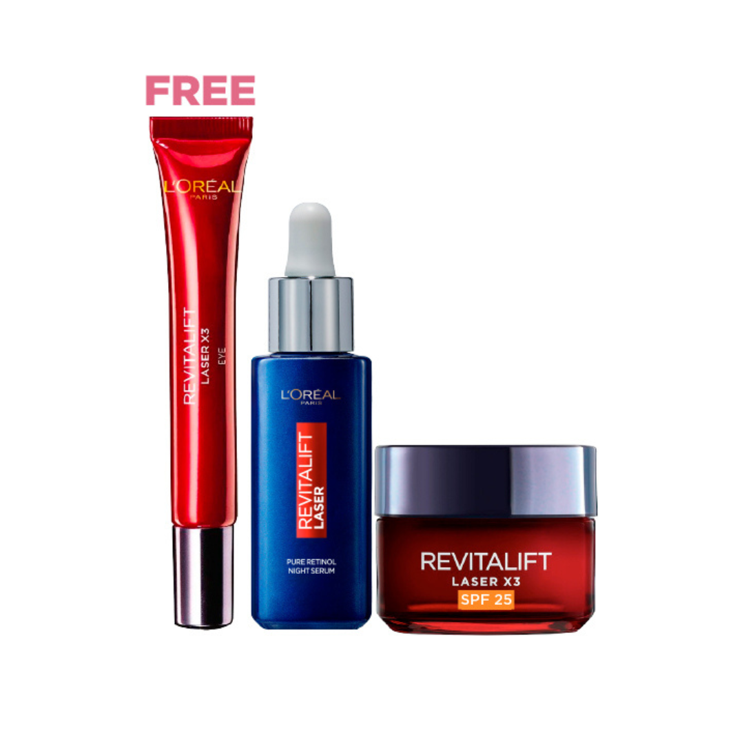 Retinol Night Serum 30 ML + Day Cream 50 ML + Revitalift Eye Cream 15 ML