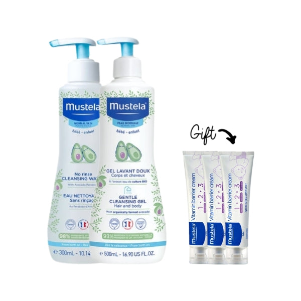 Eau Nettoyante 300 ML + Gel lavant 500 ML + 3x FREE mini crème change