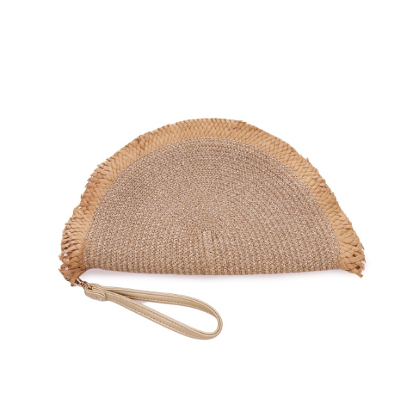 Lara Straw Clutch Camel