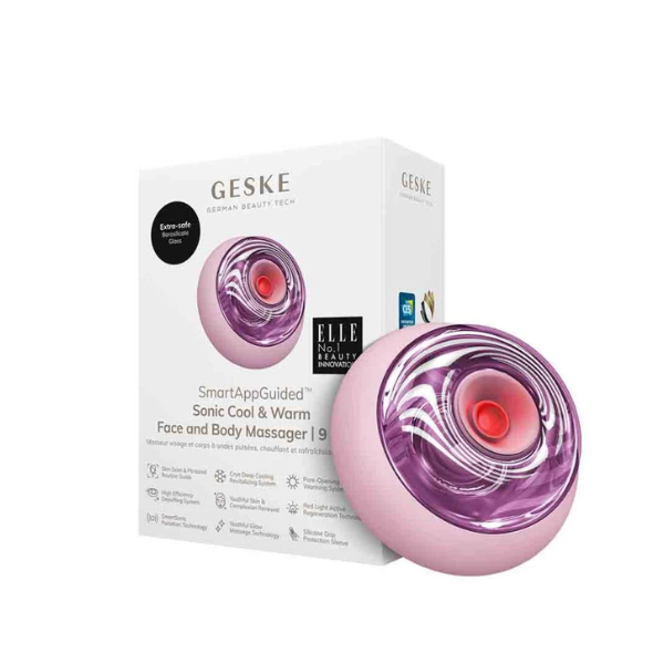 Geske Sonic Cool & Warm Body and Face Massager| 9 in 1- Pink