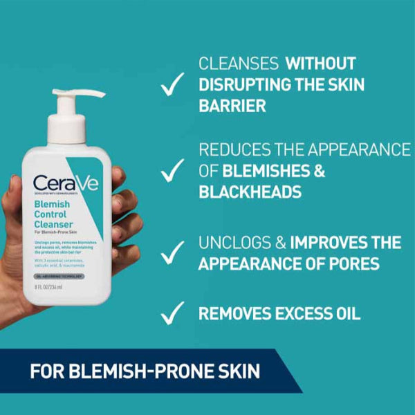 Blemish Control Gel Facial Moisturizer For Acne & Blemishes with Glycolic Acid and Lactic Acid AHA/BHA