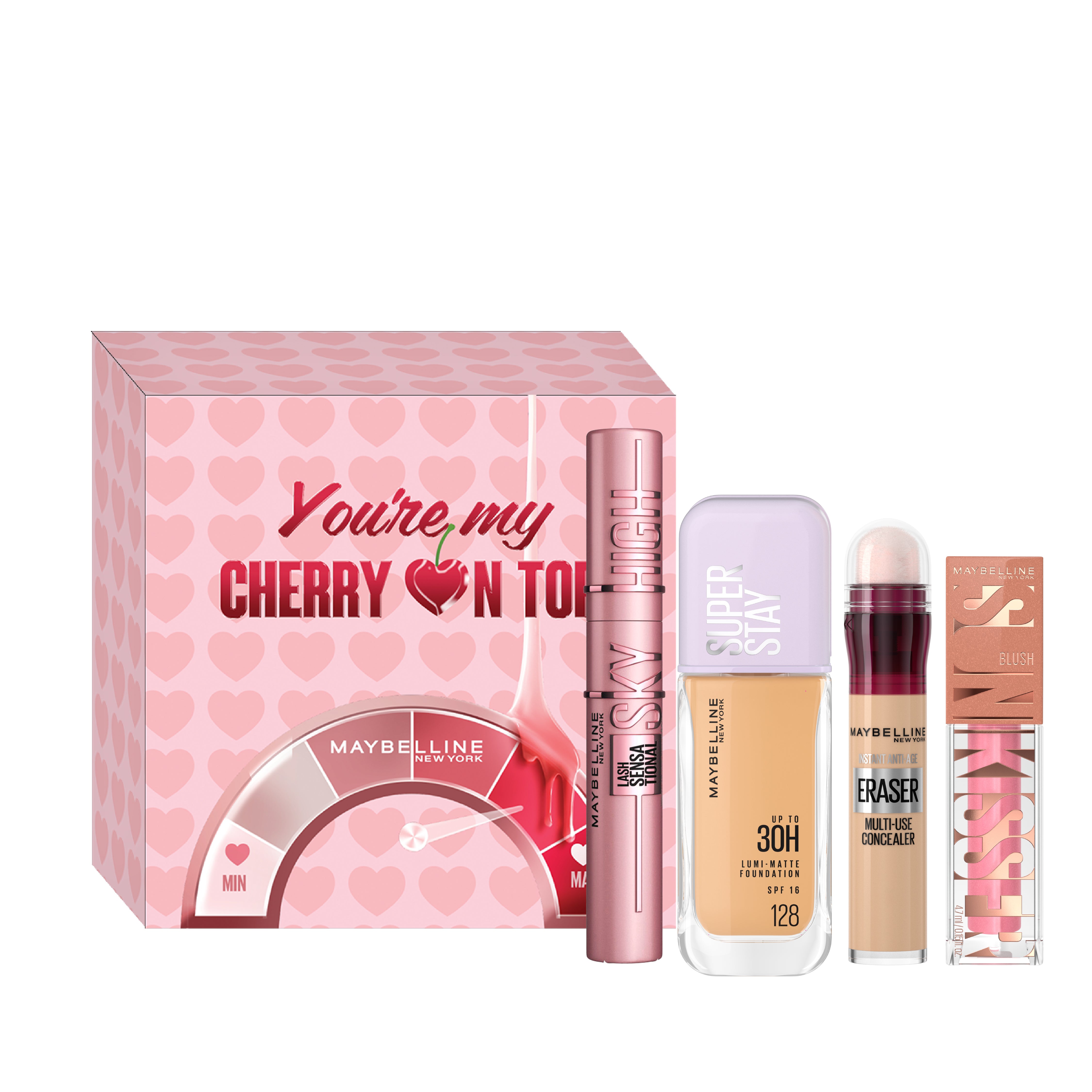 Lumi Matte Foundation + Sky High Mascara + Sunkisser Liquid Blush + Instant Age Rewind Concealer + FREE Valetine's Box At 30% OFF