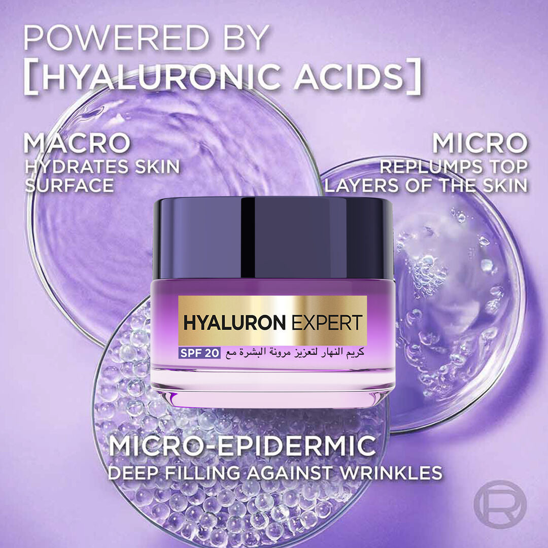 L’Oréal Hyaluron Expert day cream SPF20 50ml with hyaluronic acid for hydration and fine lines