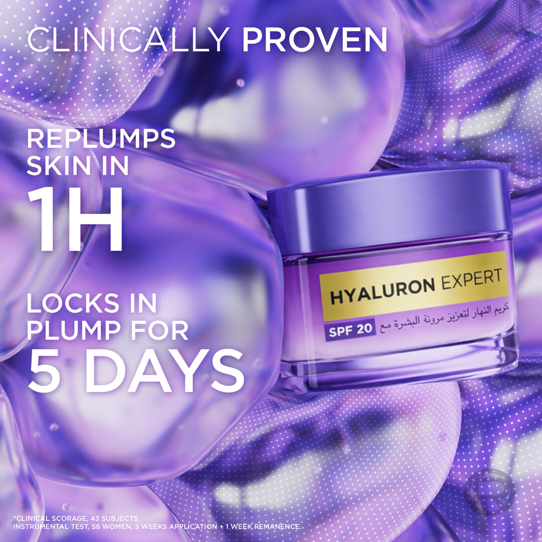 L’Oréal Hyaluron Expert day cream SPF20 50ml with hyaluronic acid for hydration and fine lines