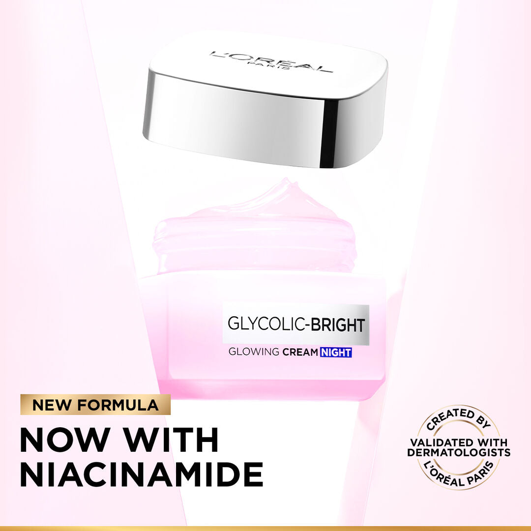 L’Oréal Glycolic Bright night cream 50ml for dark spots glow boosting with glycolic acid