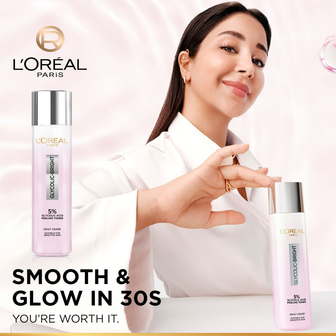 L’Oréal Glycolic Bright peeling toner 5% glycolic acid 128ml for dark spots and glow