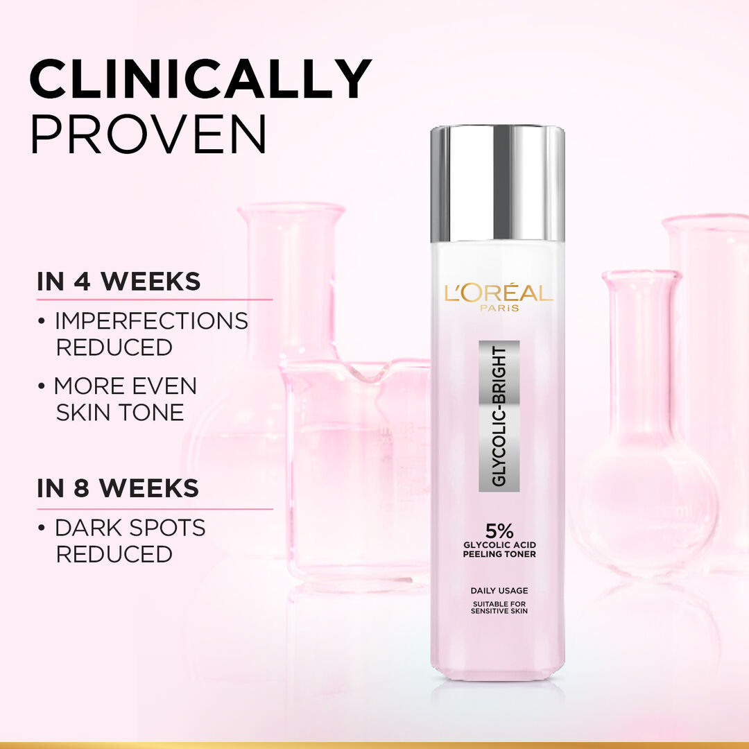 L’Oréal Glycolic Bright peeling toner 5% glycolic acid 128ml for dark spots and glow