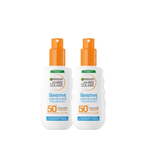 Garnier 2x Ambre Solaire Sensitive Advanced SPF 50+ Ceramide Protect Sunscreen Spray For Adults 150 ML