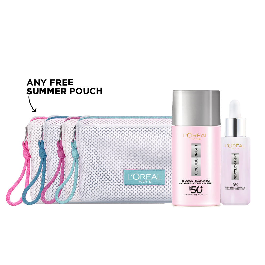 Glycolic Bright Anti-Dark Spot + Glycolic Bright Face Serum + FREE Summer Pouch At 20% OFF